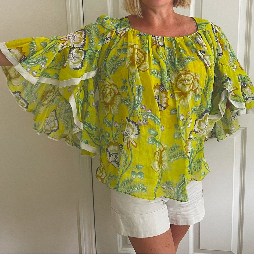 Dorothee Schumacher Blouse Top S M Tunic bright green